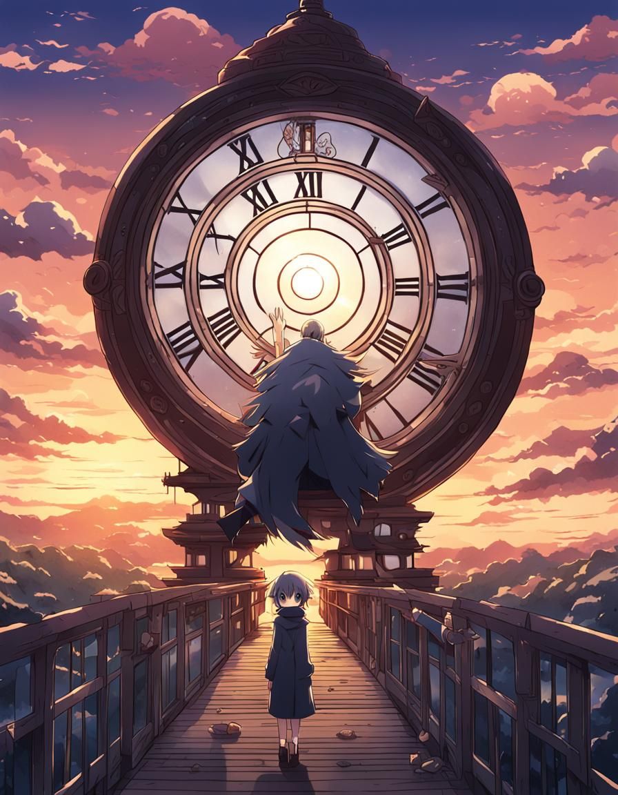 Hypnotic Monster Eye at Sunset in Anime Style