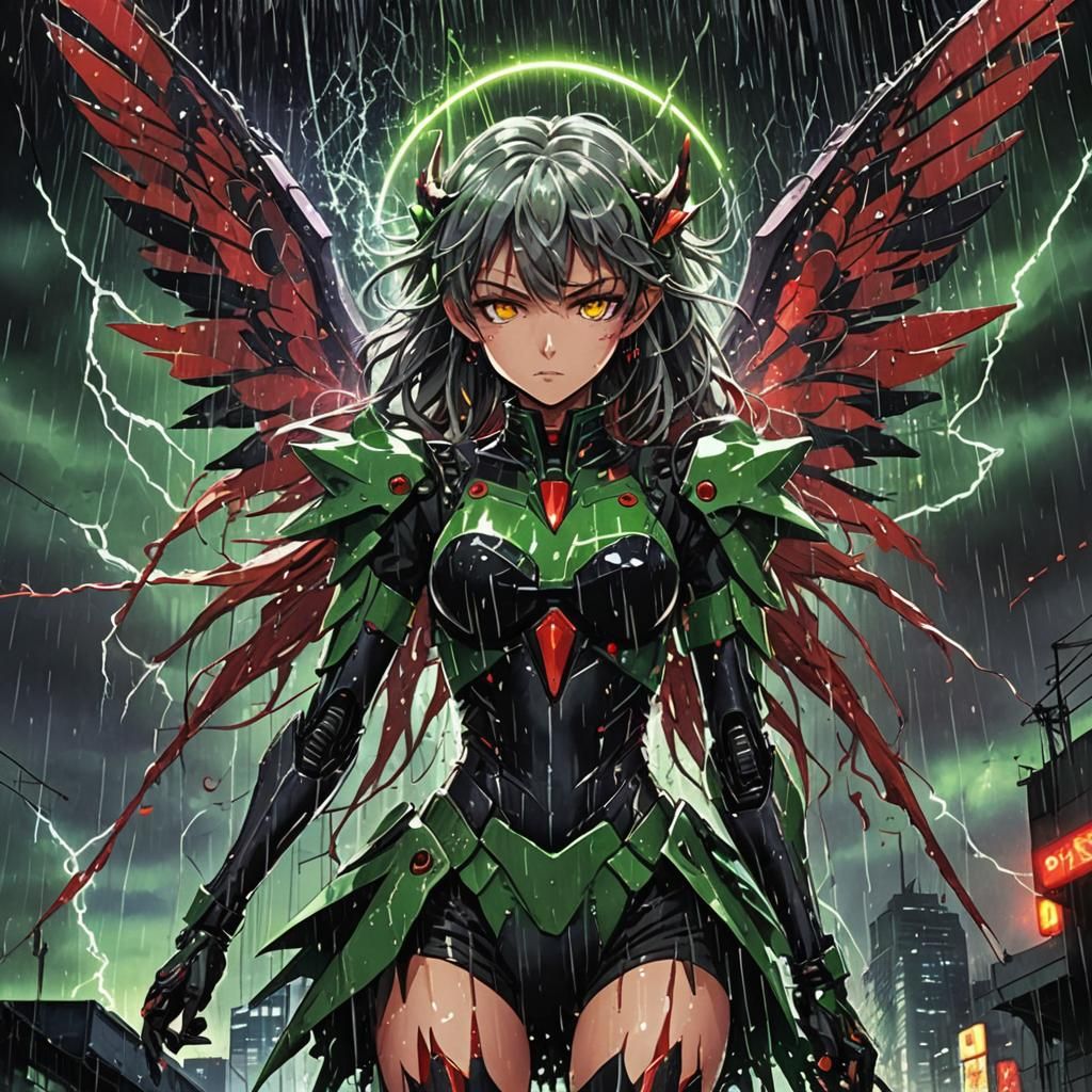 Winged Fairy in Dark Fantasy 80s Anime Style