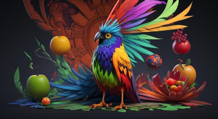 Fantastical Feathered Fruit Hallucination in Deep Color