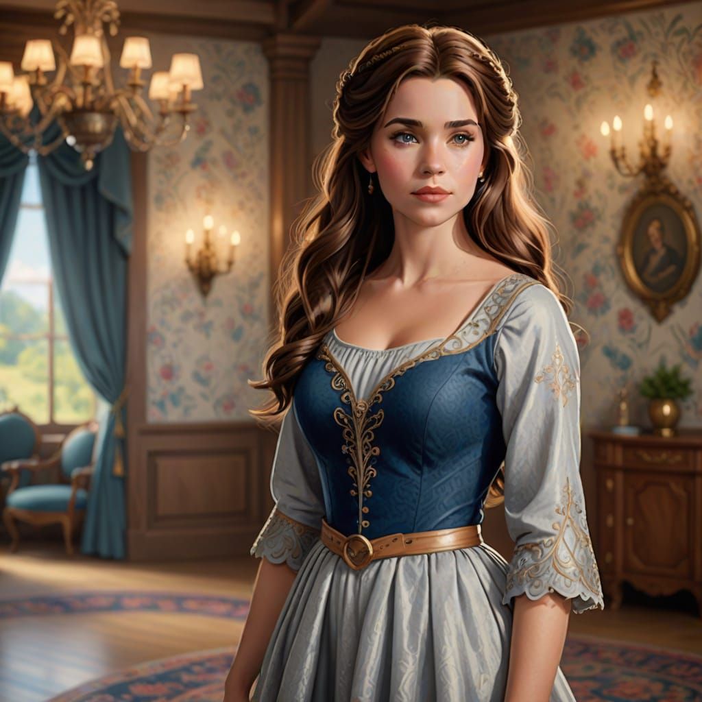 Lady in Elegant Medieval Attire