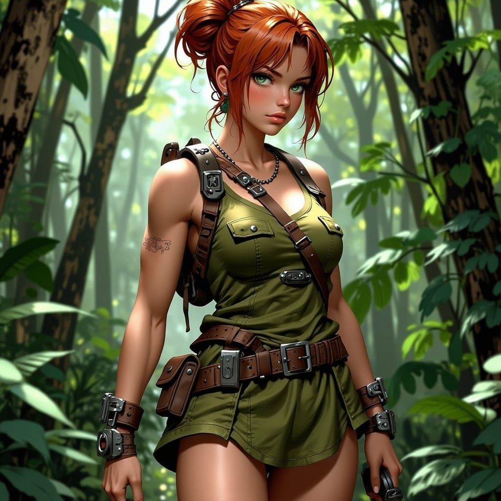 A Brave Adventurer Embarks in a Vibrant Rainforest