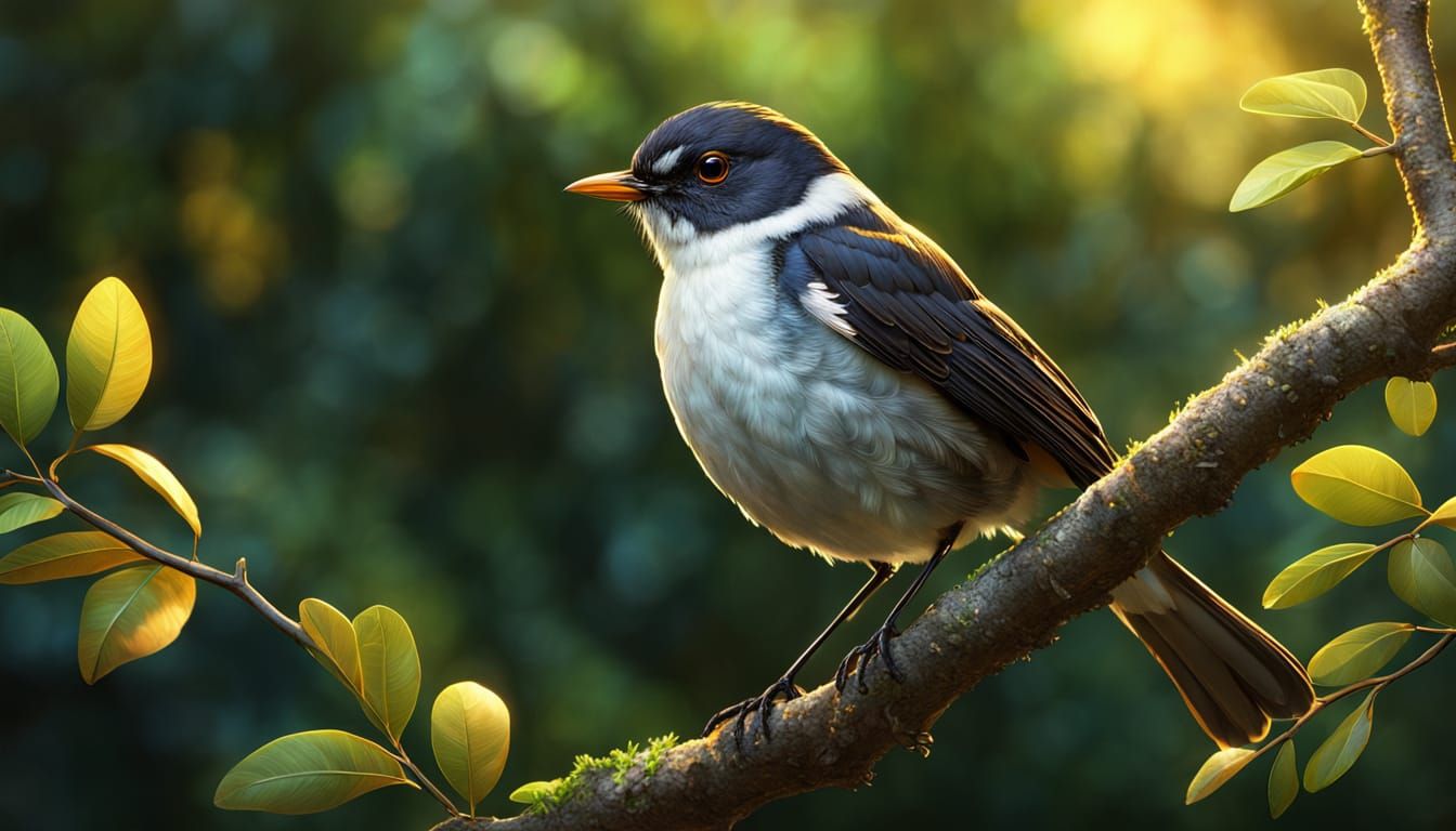 White-Winged Robin in Hyperrealistic Detail