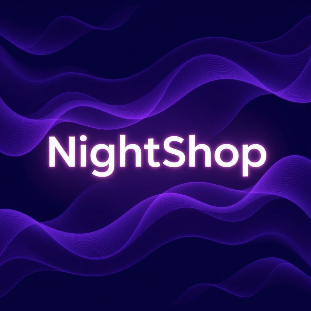 NightShop Logo with Purple Glow and Ethereal Effects