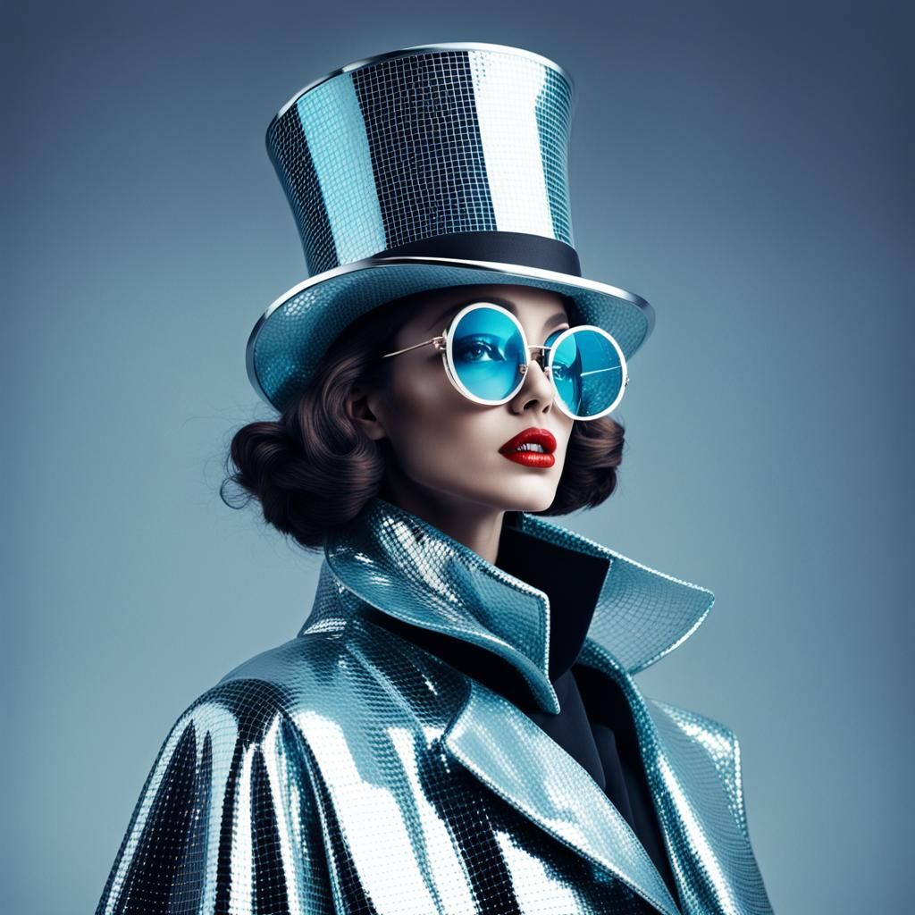 Glamorous Model in Retro-Futuristic Fashion Portrait