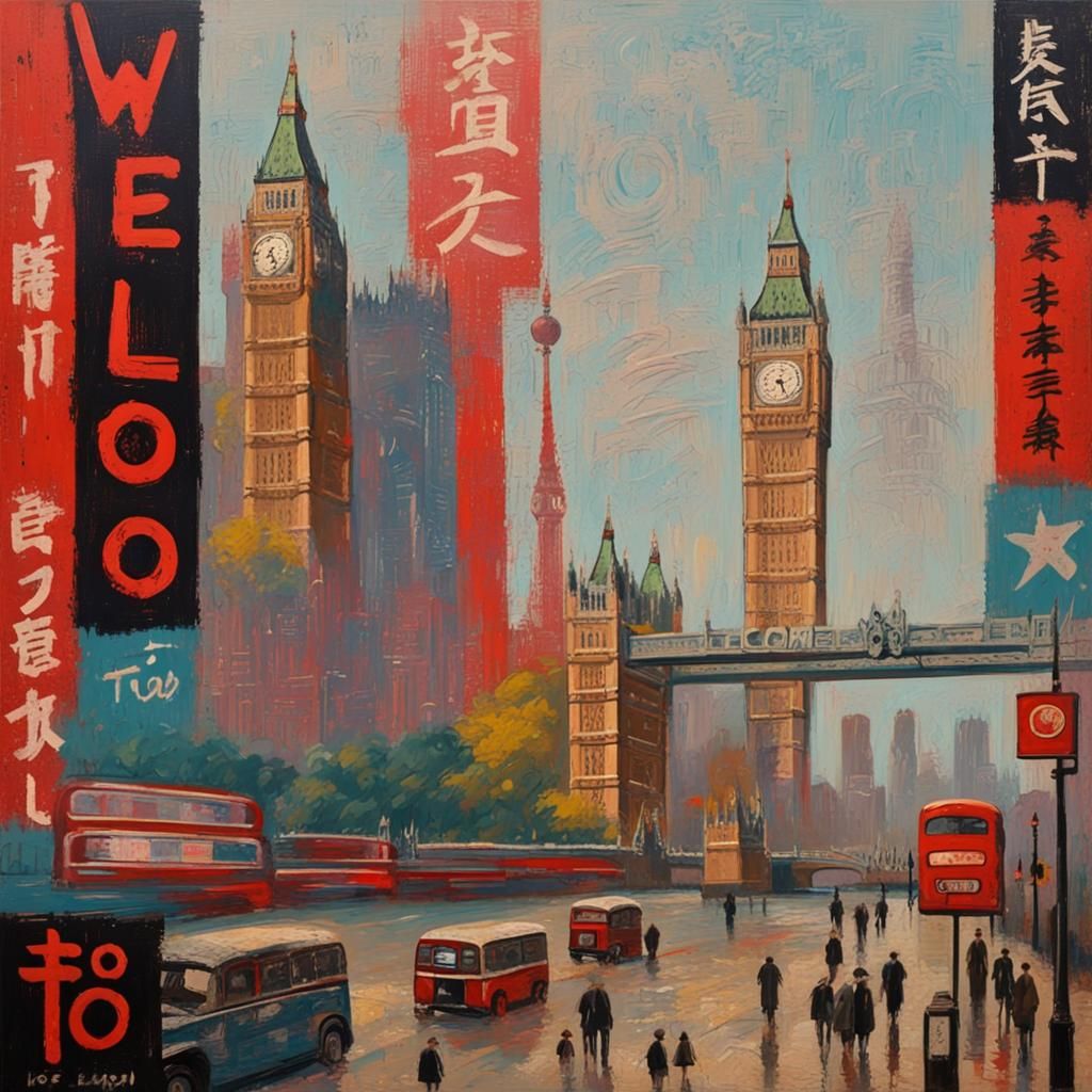 1950s London Propaganda Poster in Brutalist Style