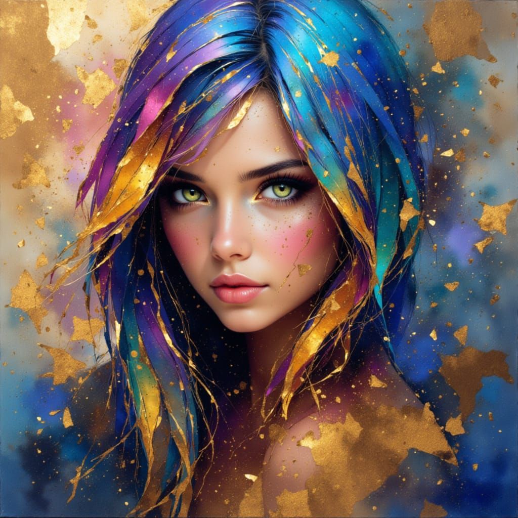 AI Generated Portrait with Black and Gold Accents