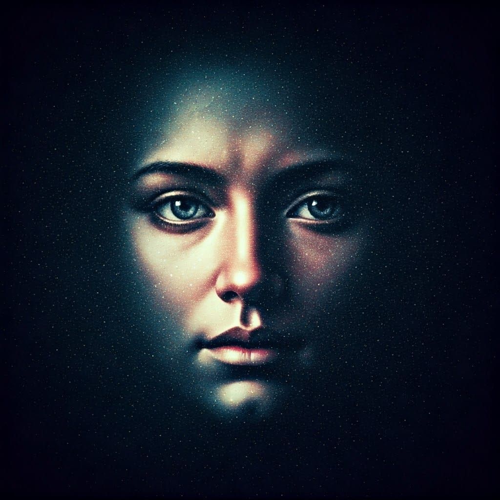 Ethereal Celestial Face in the Night Sky