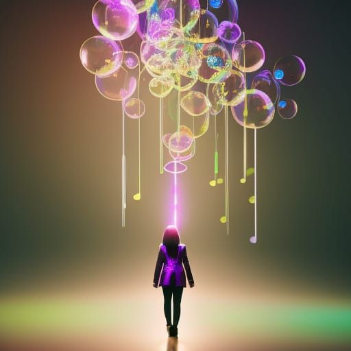 Woman in Musical Dreamscape: Hyperrealistic Splash Art