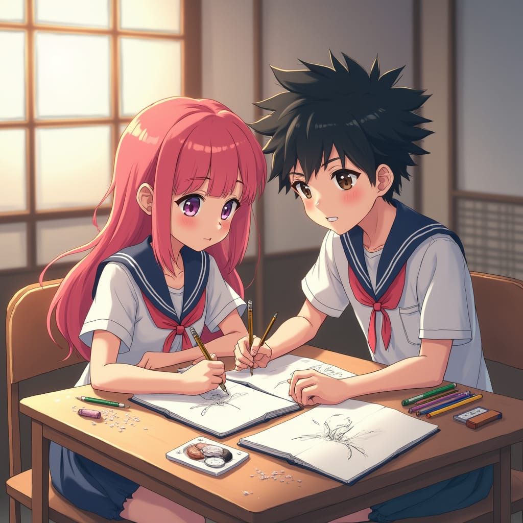 Cozy Anime Study Session in Traditional Japanese Style