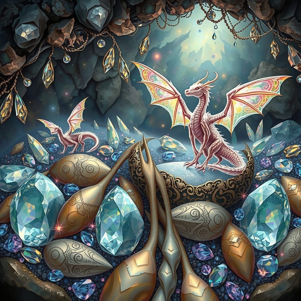 Mystical Cave Reveals Celestial Dragons in Crystal and Iride...