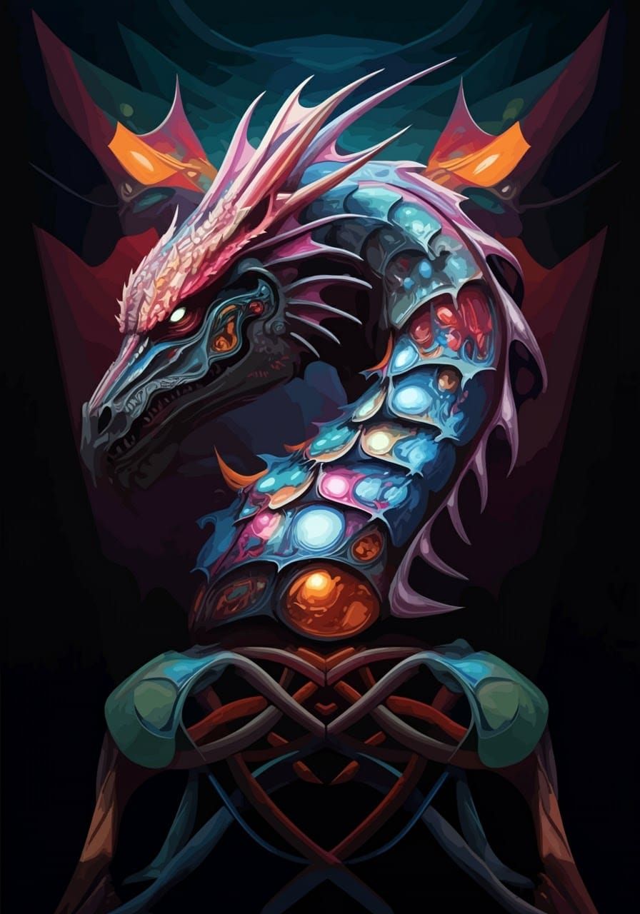 Dragon Scorpion Fusion in Vector Art Style