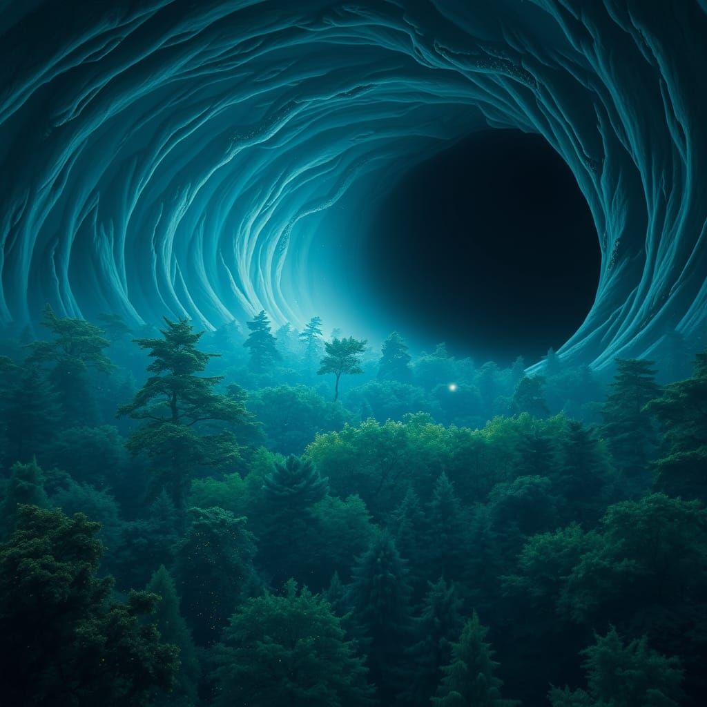 Cosmic Vortex Sucks in a Vibrant Forest Night