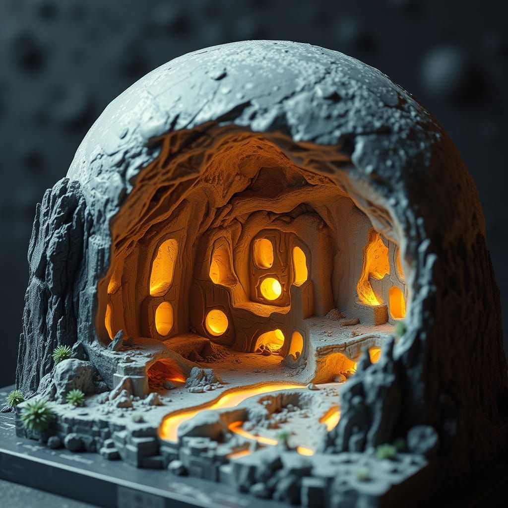 Moonlit Crystal Caverns in a Fantasy Diorama