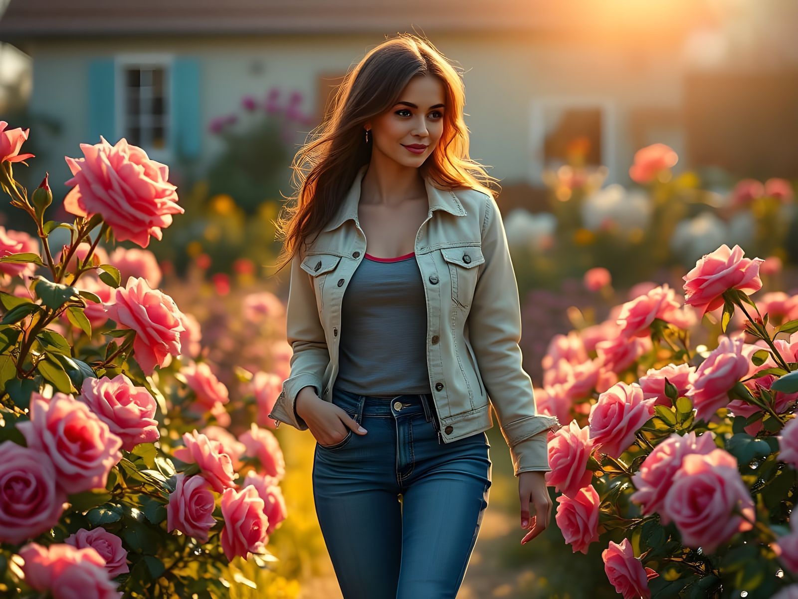 Ethereal Morning Garden Scene in Vibrant Color