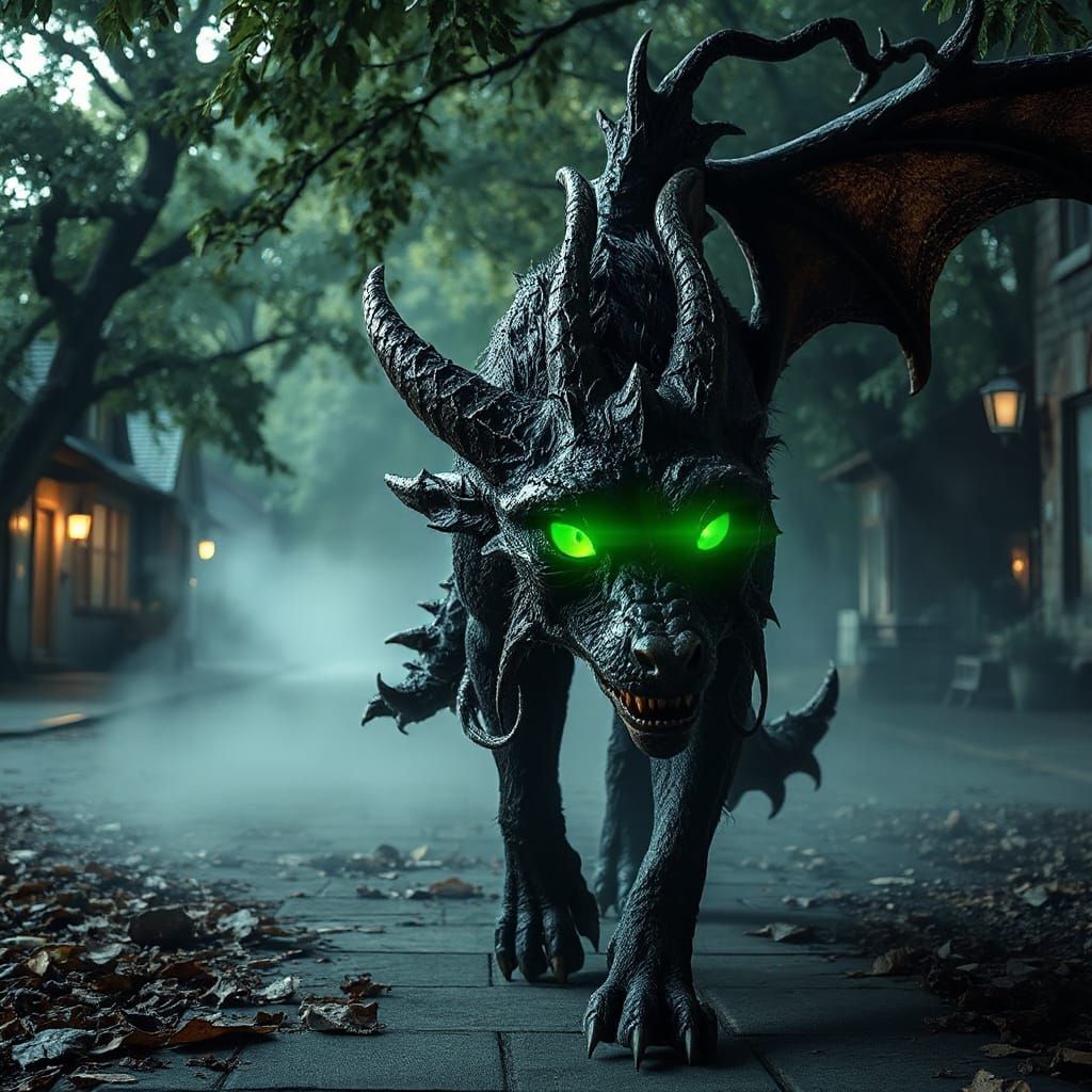 Fantasy Chimera Emerges from Mystical Shadows