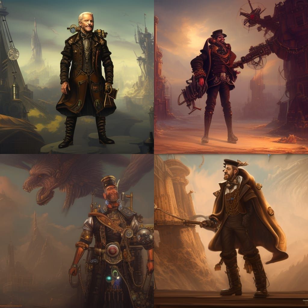 Steampunk Joe Biden in Detailed Digital Painting