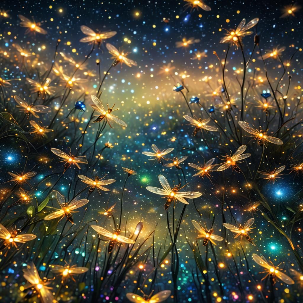 Fireflies in Starry Sky: Glass Mosaic