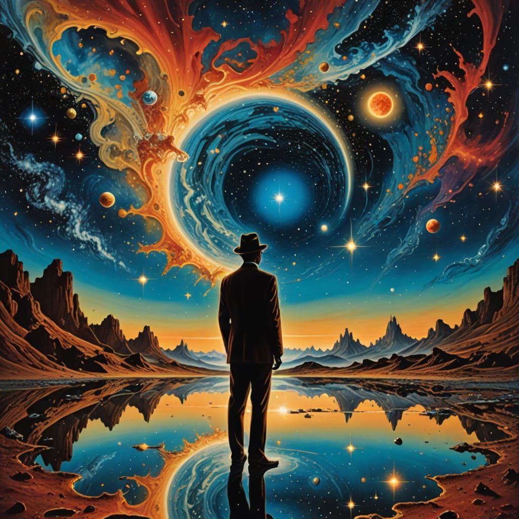 Surreal Dreamscapes: Cosmic Reflections in Vibrant Hues