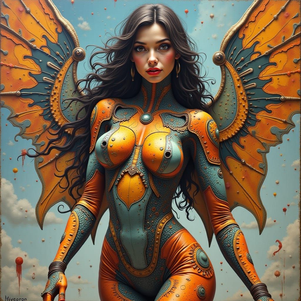 Cyborg Goddess in Cosmic Pinup Style