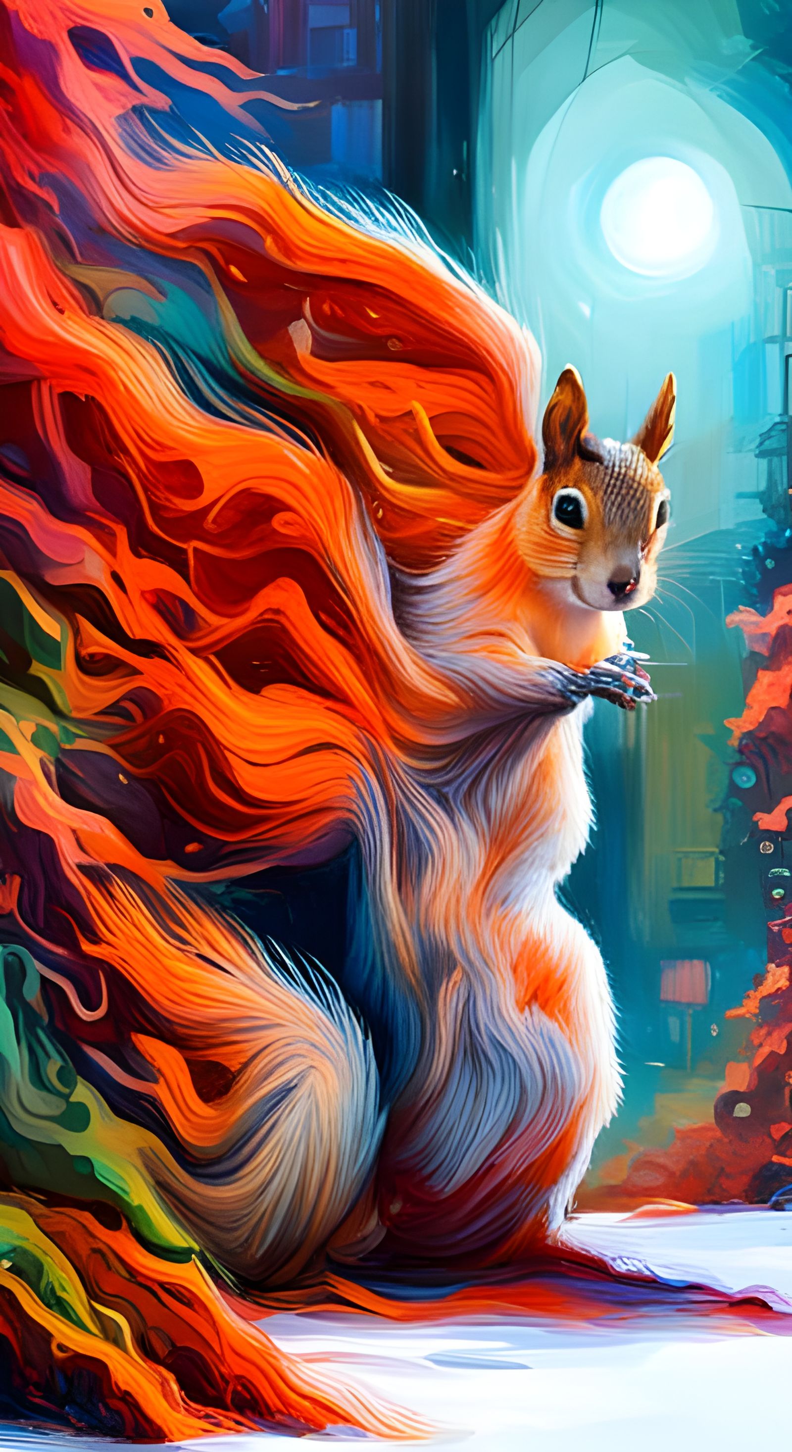 Graffiti Squirrel in Glitch Art Style