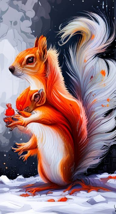 Vibrant Graffiti Squirrel in High Contrast Colors