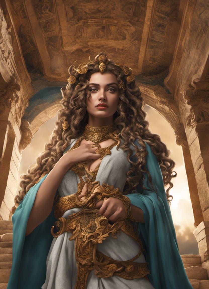 16k resolution, realistic Gorgon taking a selfie, snakes in ...