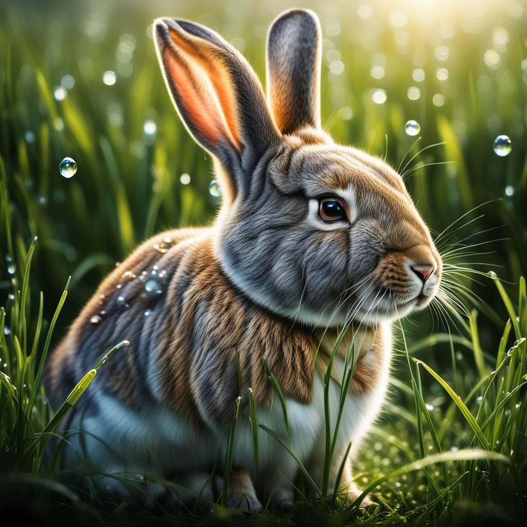 Photorealistic Rabbit Portrait in Sunlight