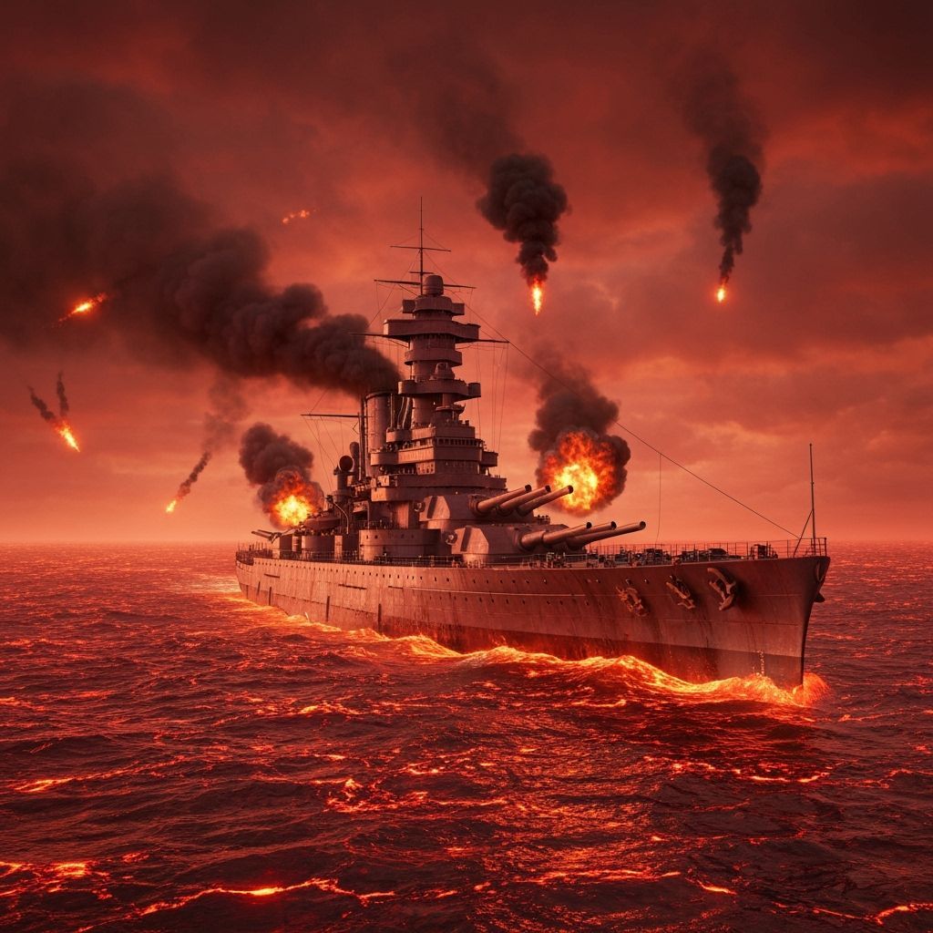 Battleship in Fiery Sea: Apocalyptic Dystopia
