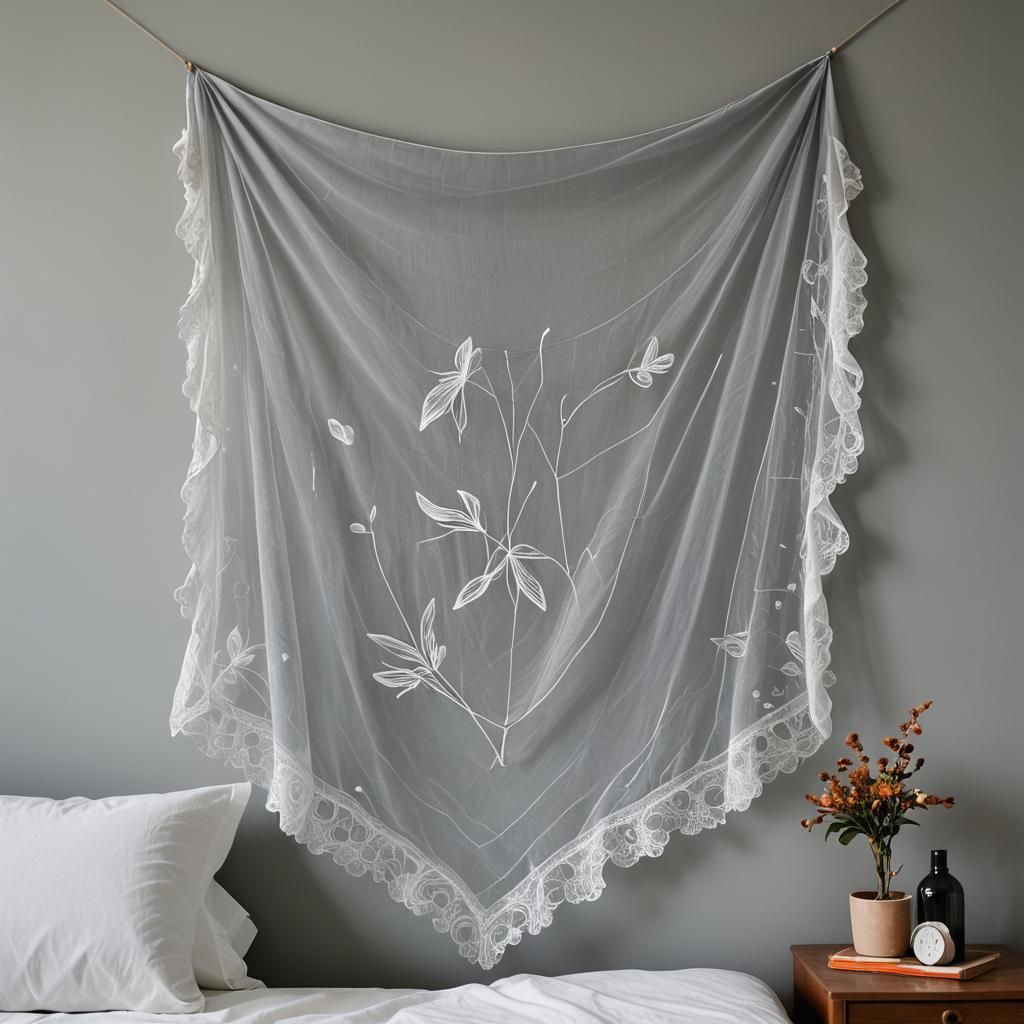 Floating Gossamer Handkerchief in Bedroom