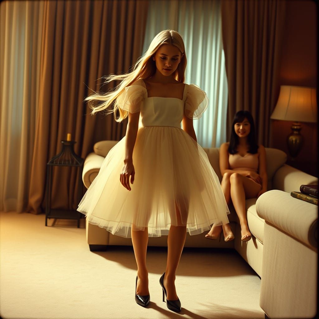 Dapper Young Gentleman in Whimsical Tulle Dress