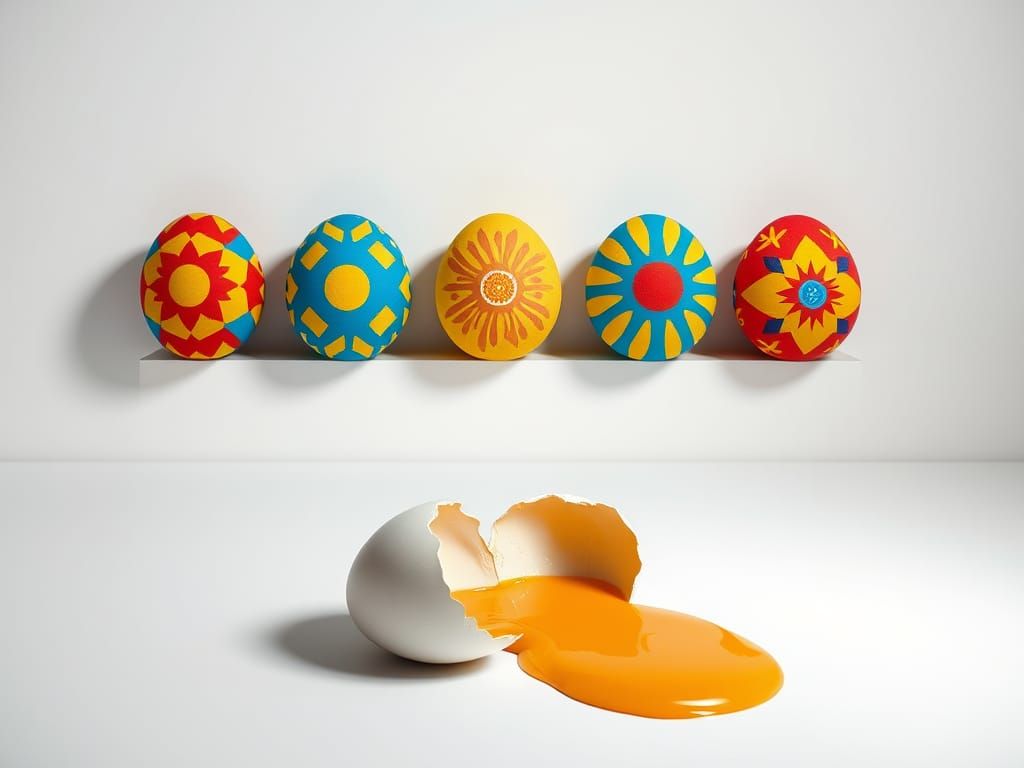 Geometric Eggs in Dreamlike Surrealism