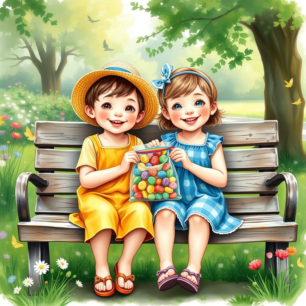Whimsical Summer Friends in a Lush Park Scene