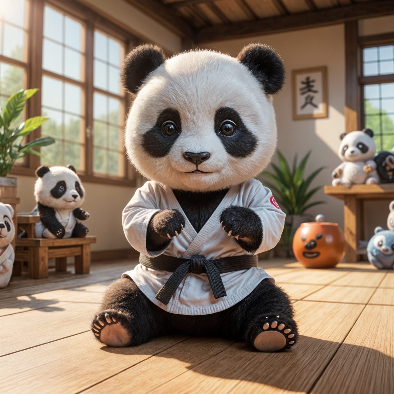 Baby Panda Practicing Karate in Kawaii Style