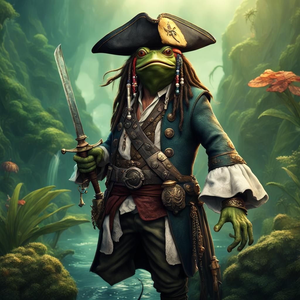 Jack Sparrow as a Frog: Detailed Matte Painting