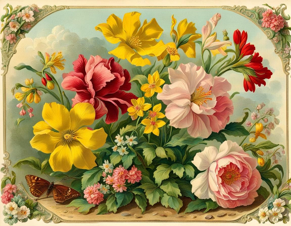 Vintage Victorian Spring Ephemera Mixed Media Collage