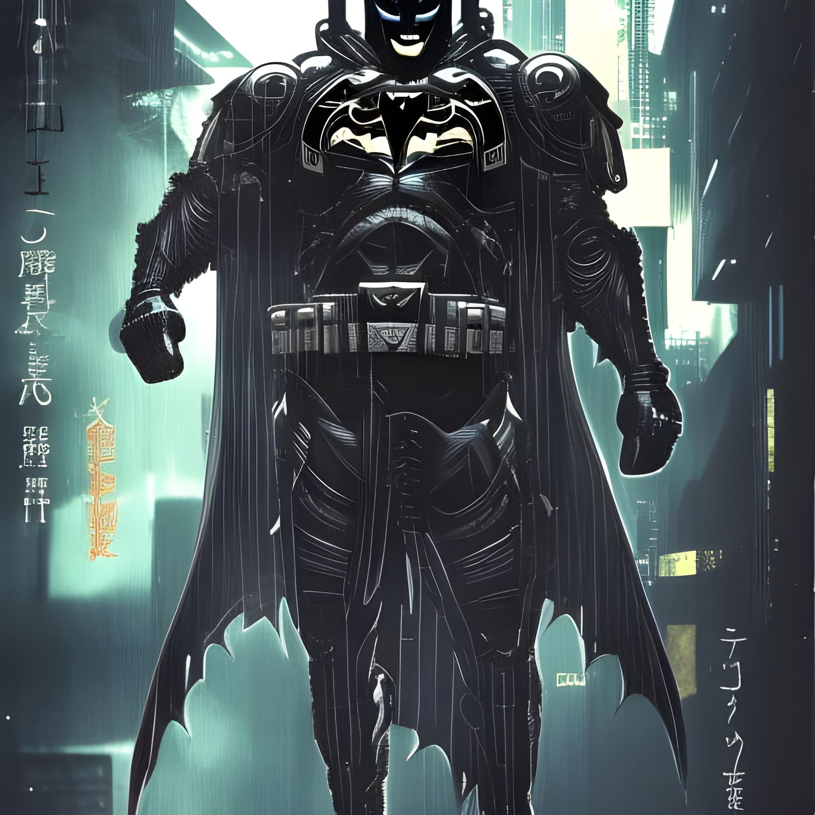 Cyberpunk Batman Portrait in Chrome and Gold