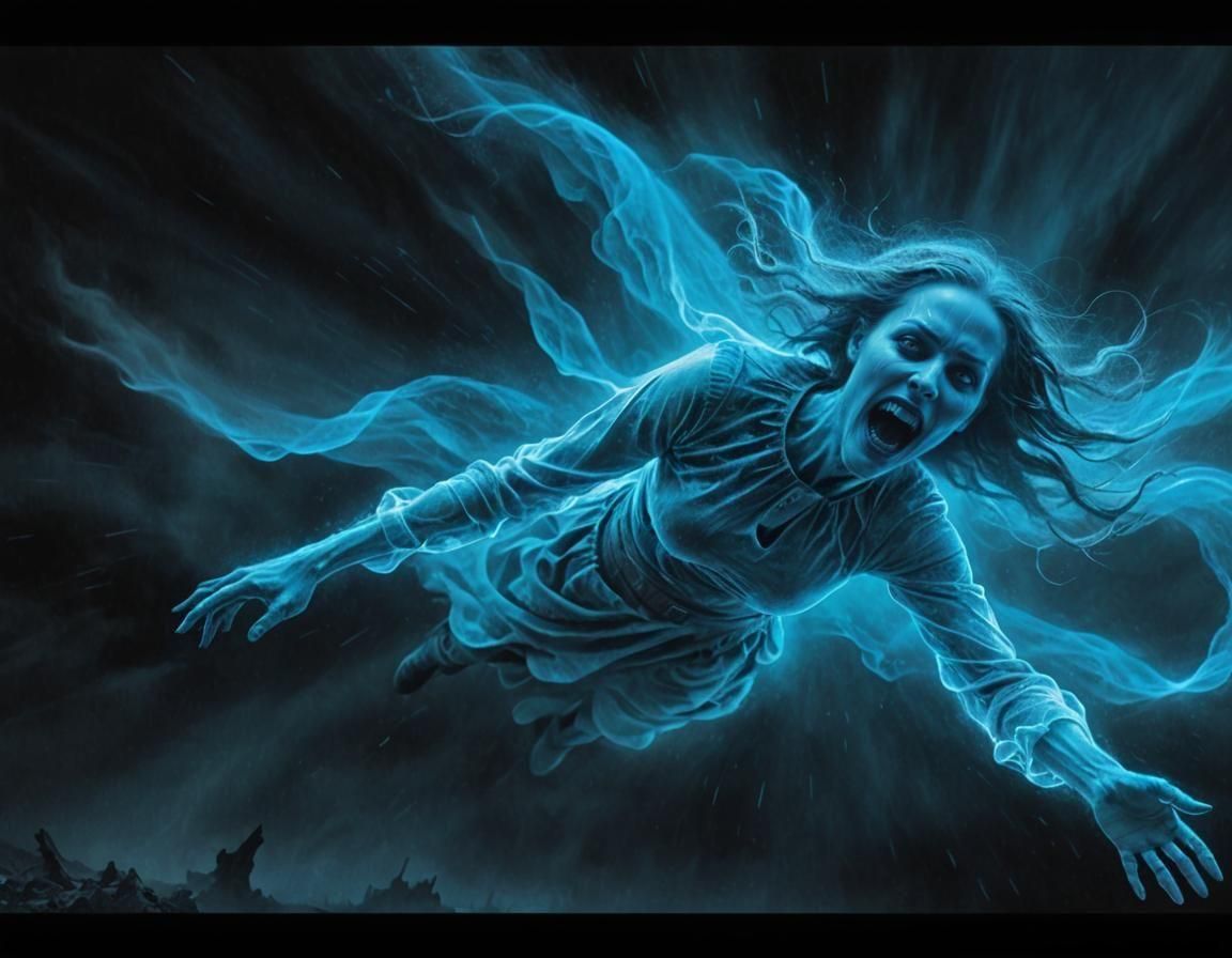 Terrifying Ghost Flies at High Speed: Fantasy Art