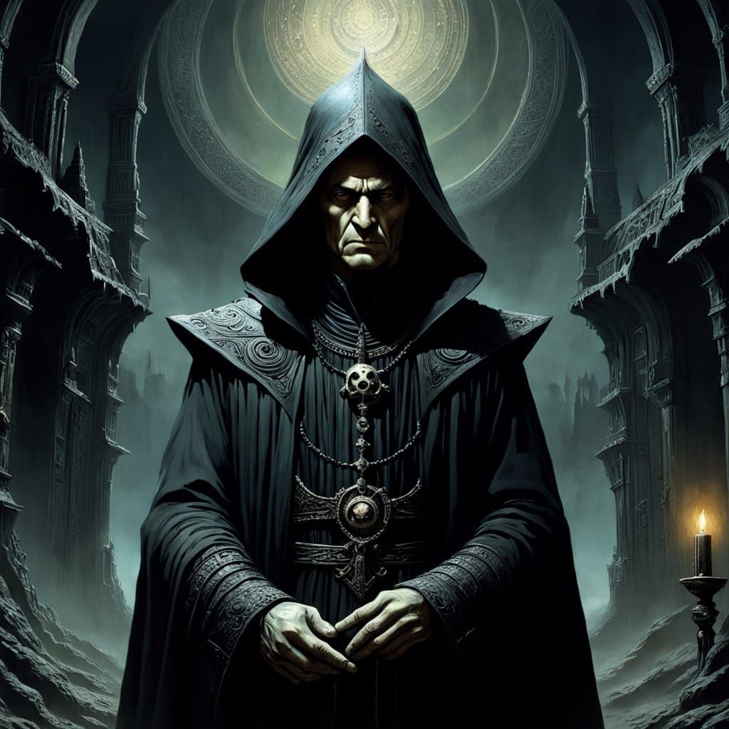 Dark Fantasy Dark Wizard in Tattered Robes