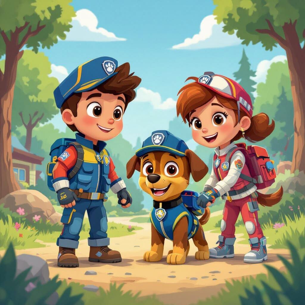 Paw Patrol Rescue Team in Adventure Bay: Digital Art