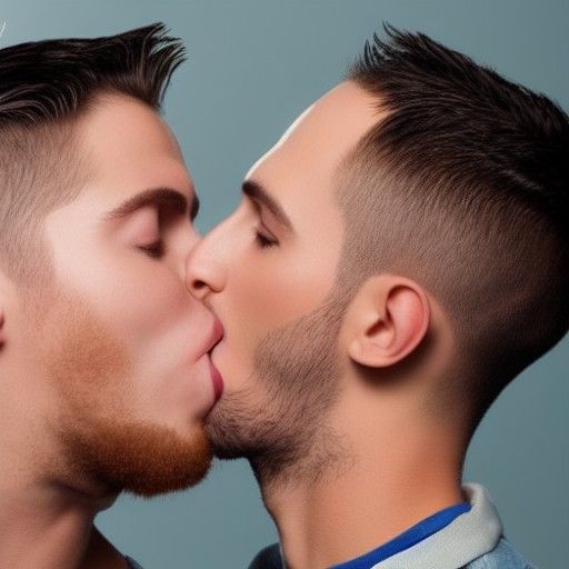 Two Men Sharing a Kiss