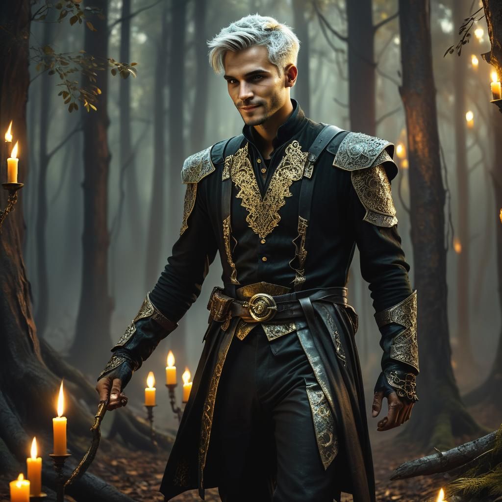 Young Rogue in Mystical Forest: Digital Matte Painting