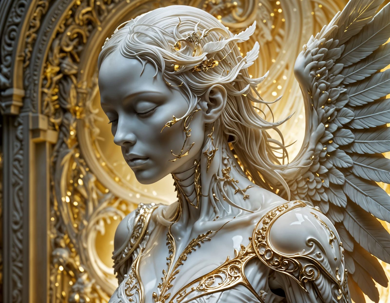 Ethereal Winged Entity Radiates Vibrant Light in the Darknes...