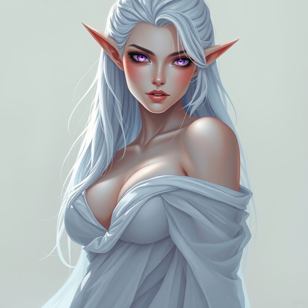 Ethereal Elf Woman in Anime Fantasy Style