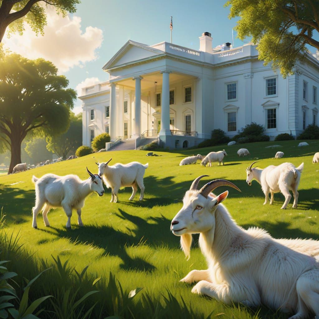 Whimsical Goats Mow the White House Lawn