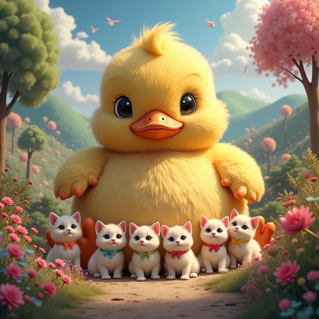 a giant stuffed duck the size of a room. Has multiple adorab...