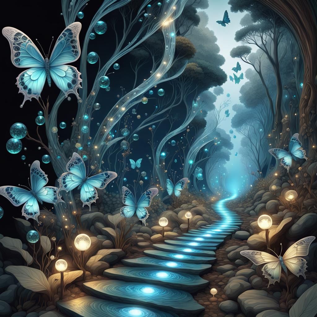 Bioluminescent Butterflies Lead to Mountain Lakeside