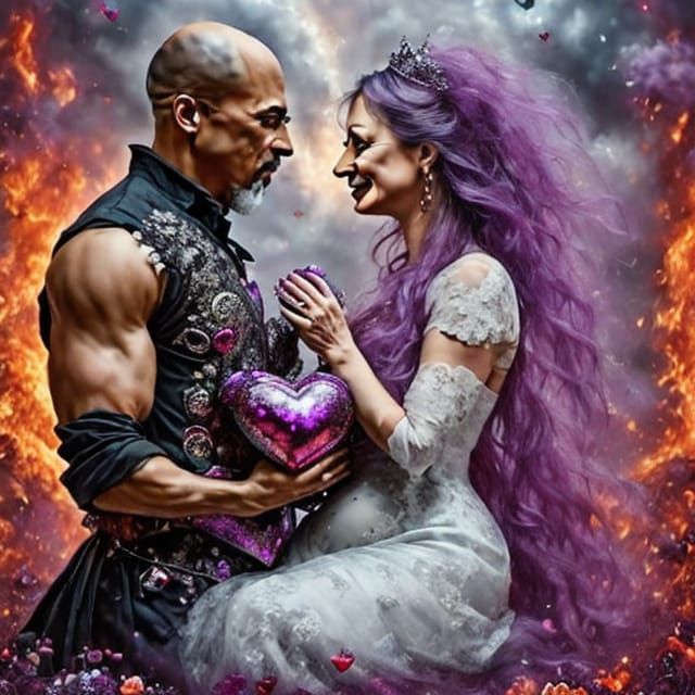 Motherly Tenderness with Hearts and Flames