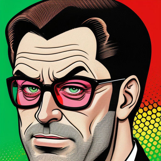 Retro Pop Art Portrait of a Middle-Aged Man with a Bold, Col...