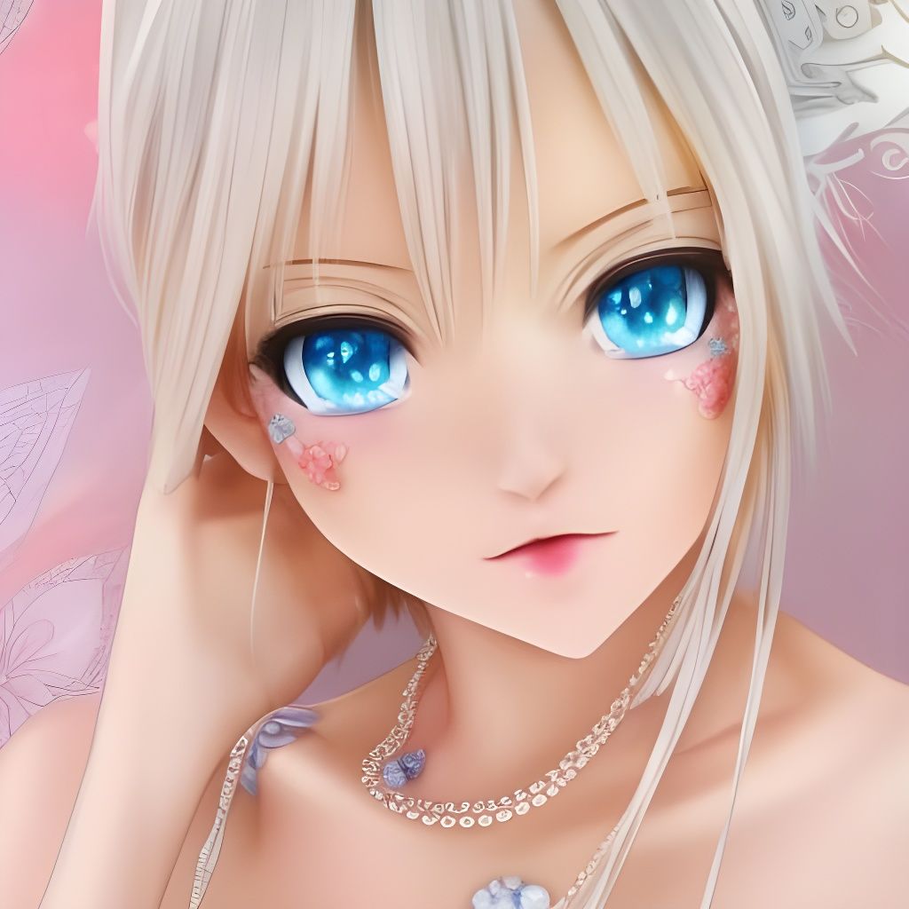 Happy Anime Lady with Light Blue Eyes