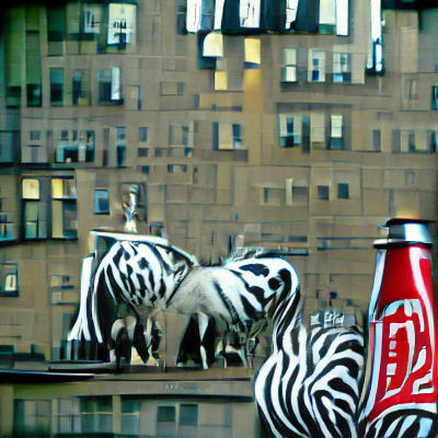 Zebra and Monkey in New York with Coca-Cola